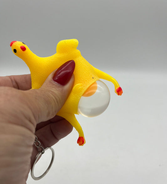 Squishy Egg-Laying Chicken Keychain